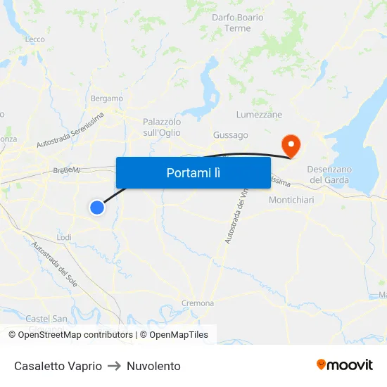 Casaletto Vaprio to Nuvolento map