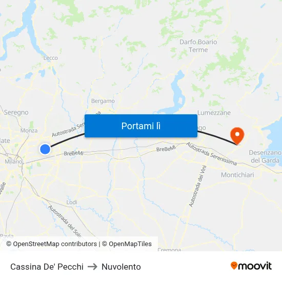 Cassina De' Pecchi to Nuvolento map