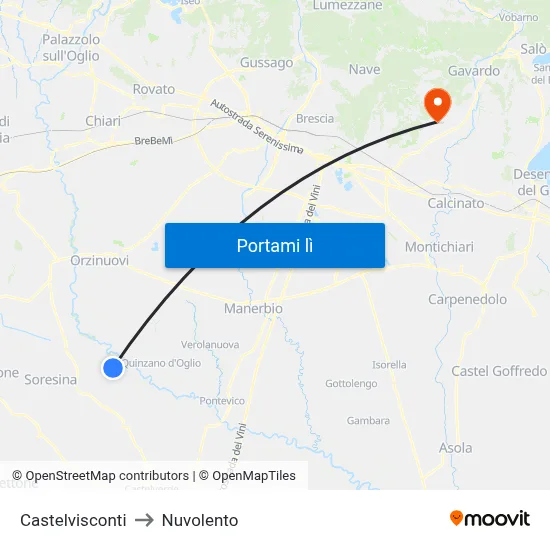 Castelvisconti to Nuvolento map