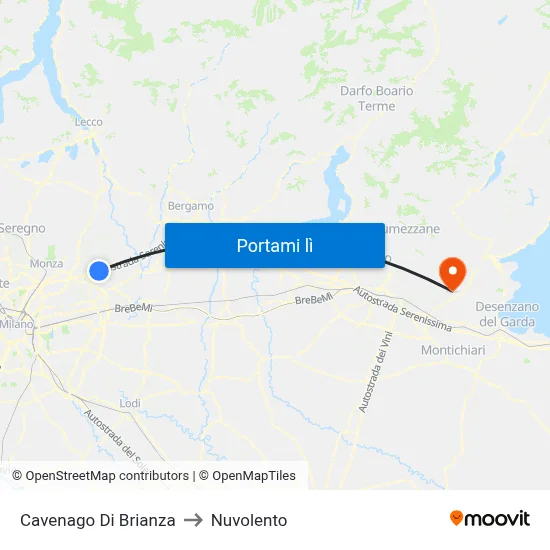 Cavenago Di Brianza to Nuvolento map