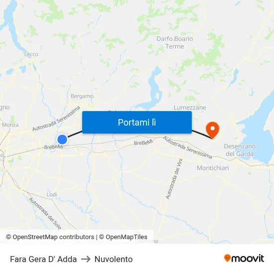 Fara Gera D' Adda to Nuvolento map