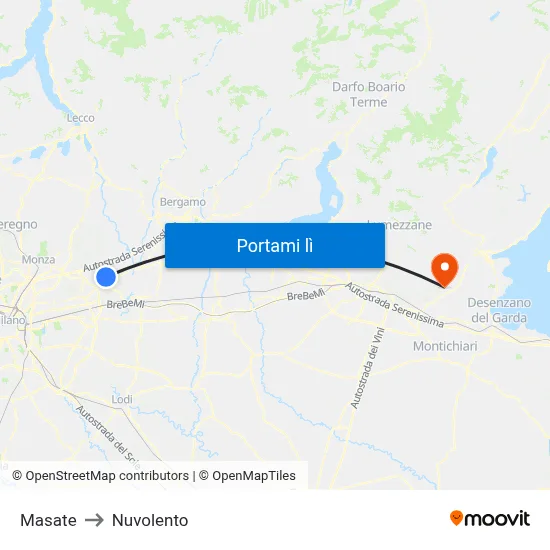 Masate to Nuvolento map