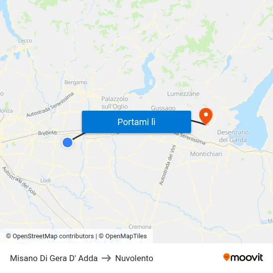 Misano Di Gera D' Adda to Nuvolento map