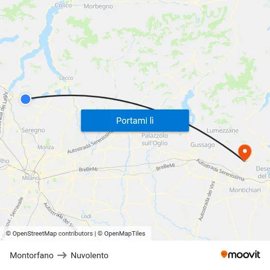 Montorfano to Nuvolento map