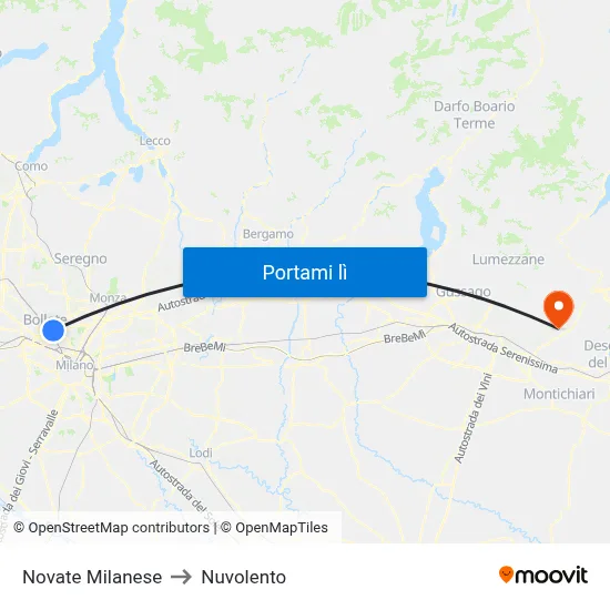 Novate Milanese to Nuvolento map