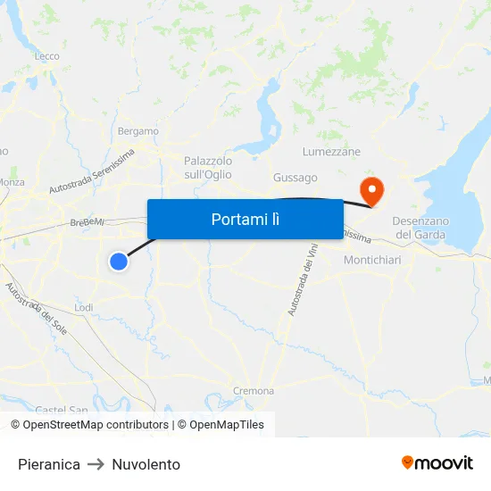 Pieranica to Nuvolento map