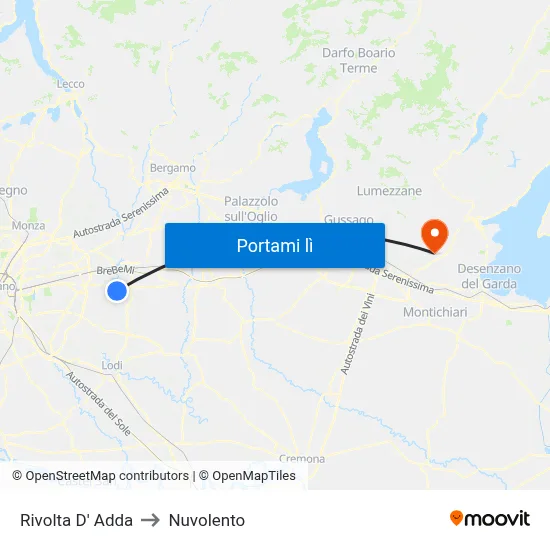 Rivolta D' Adda to Nuvolento map
