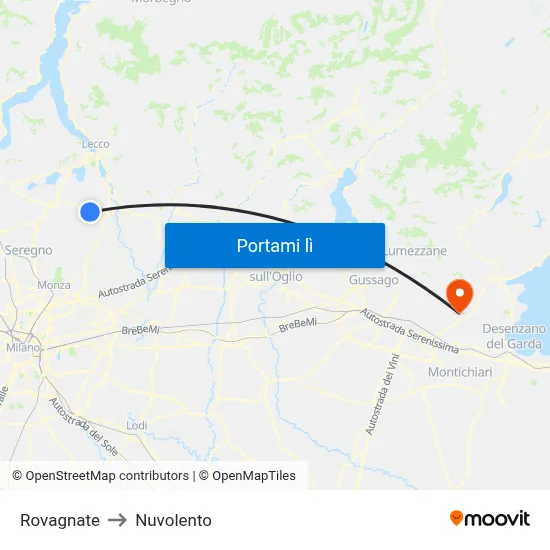 Rovagnate to Nuvolento map