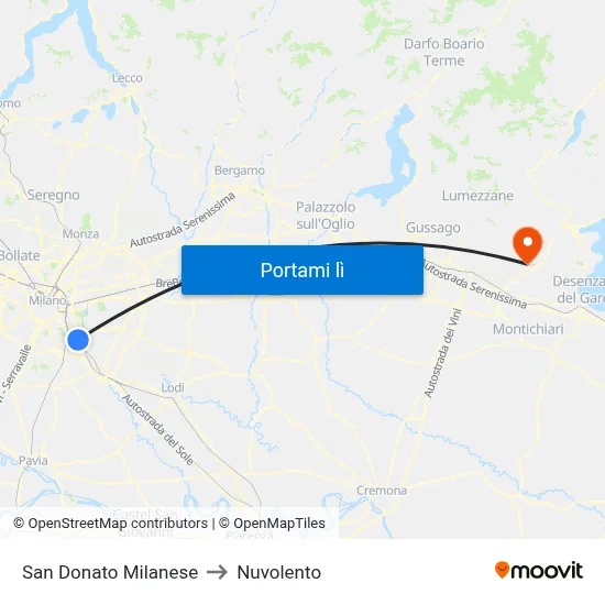 San Donato Milanese to Nuvolento map