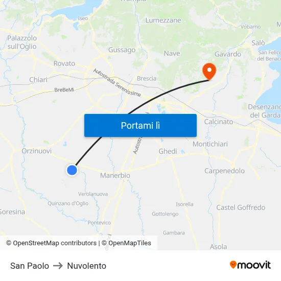 San Paolo to Nuvolento map