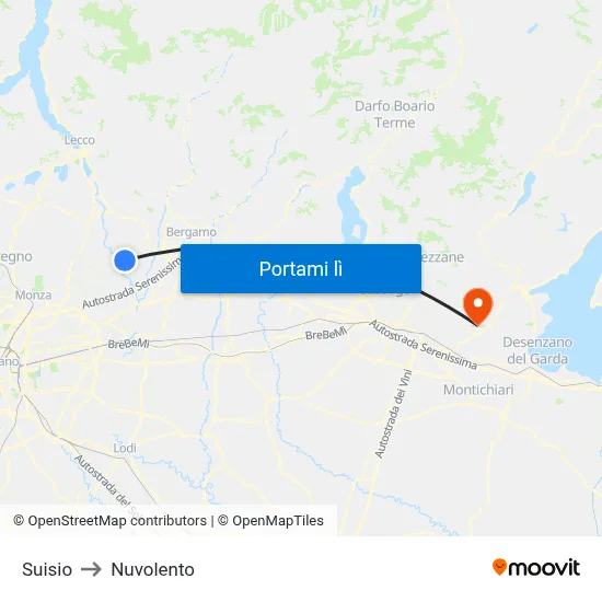 Suisio to Nuvolento map