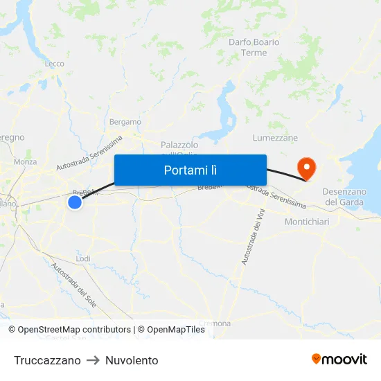 Truccazzano to Nuvolento map