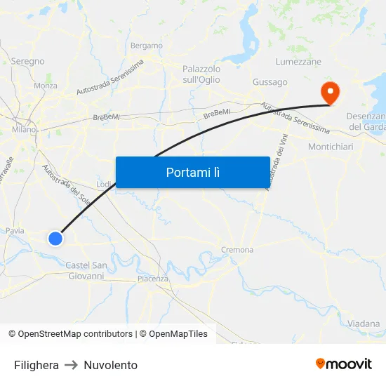 Filighera to Nuvolento map