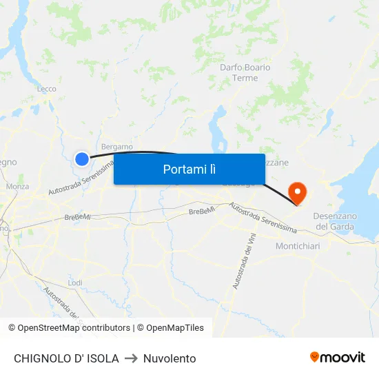 CHIGNOLO D' ISOLA to Nuvolento map