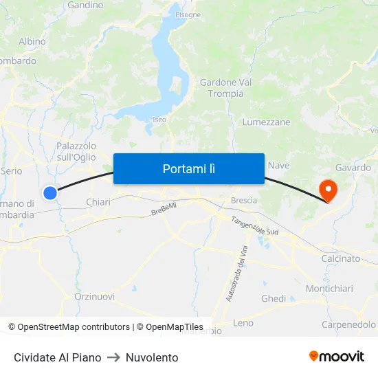Cividate Al Piano to Nuvolento map