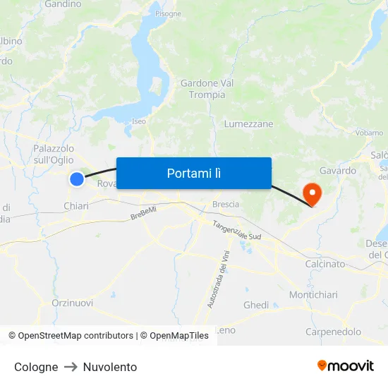 Cologne to Nuvolento map