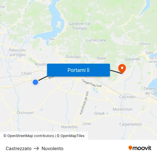 Castrezzato to Nuvolento map