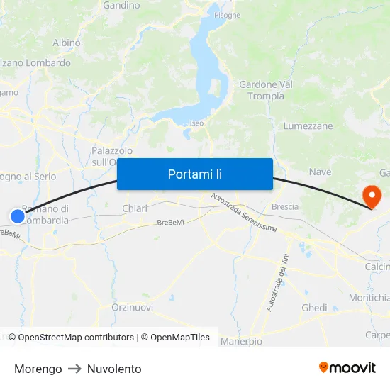 Morengo to Nuvolento map