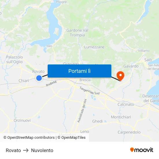 Rovato to Nuvolento map