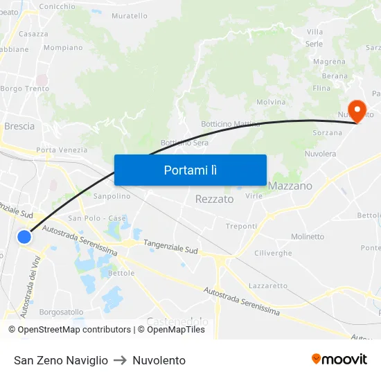 San Zeno Naviglio to Nuvolento map