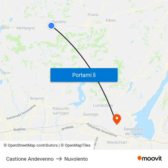 Castione Andevenno to Nuvolento map