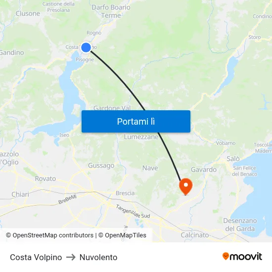 Costa Volpino to Nuvolento map