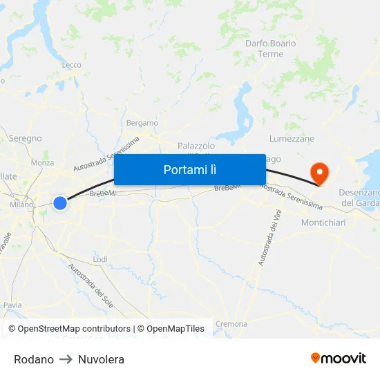 Rodano to Nuvolera map
