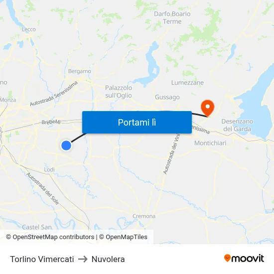 Torlino Vimercati to Nuvolera map