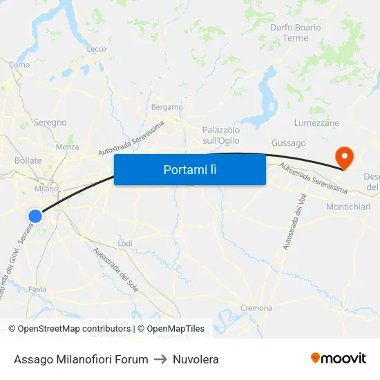Assago Milanofiori Forum to Nuvolera map