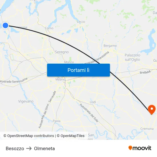 Besozzo to Olmeneta map