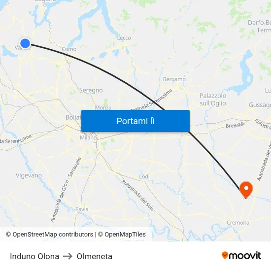 Induno Olona to Olmeneta map