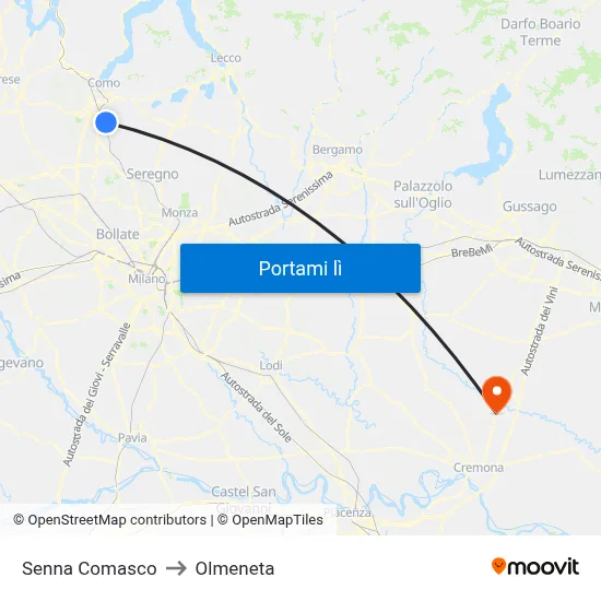 Senna Comasco to Olmeneta map