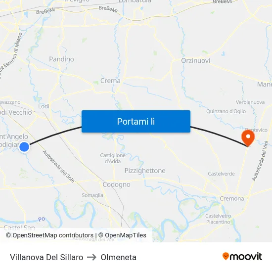 Villanova Del Sillaro to Olmeneta map