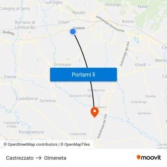 Castrezzato to Olmeneta map