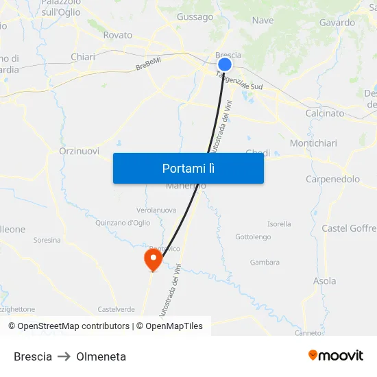 Brescia to Olmeneta map