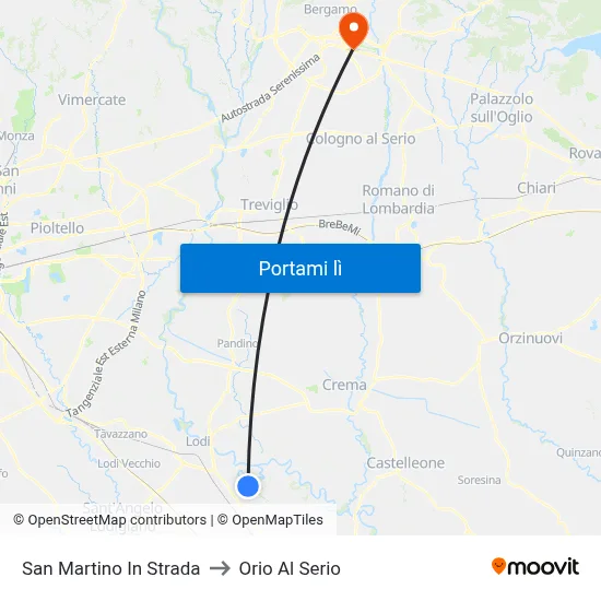 San Martino In Strada to Orio Al Serio map