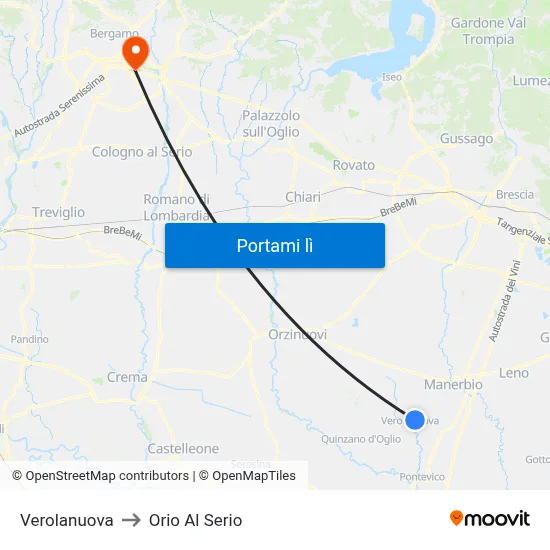 Verolanuova to Orio Al Serio map