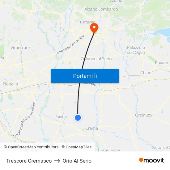 Trescore Cremasco to Orio Al Serio map