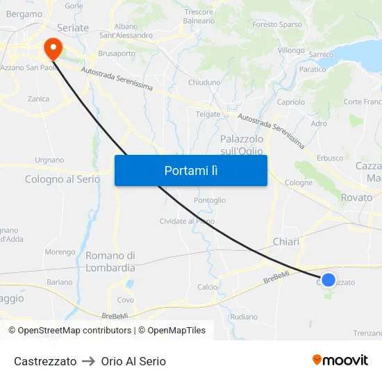 Castrezzato to Orio Al Serio map