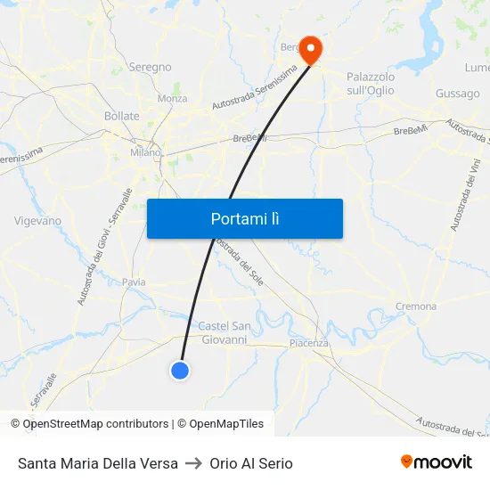 Santa Maria Della Versa to Orio Al Serio map