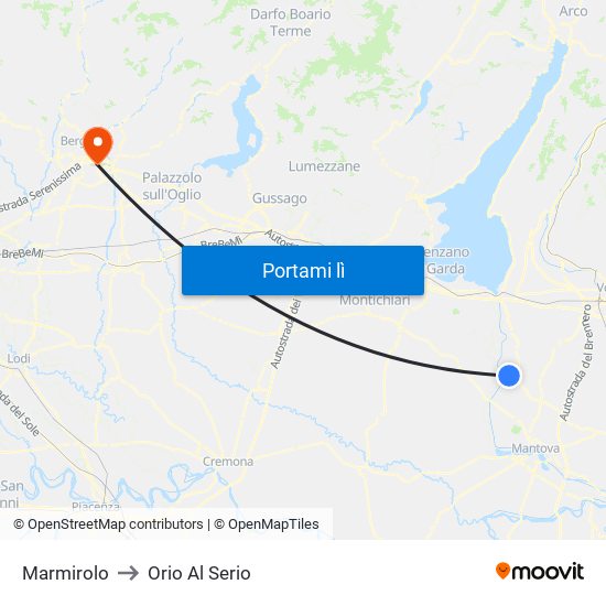 Marmirolo to Orio Al Serio map