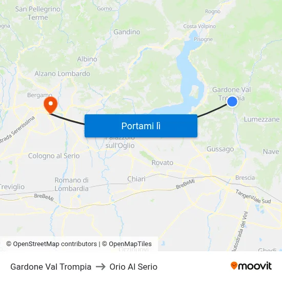 Gardone Val Trompia to Orio Al Serio map