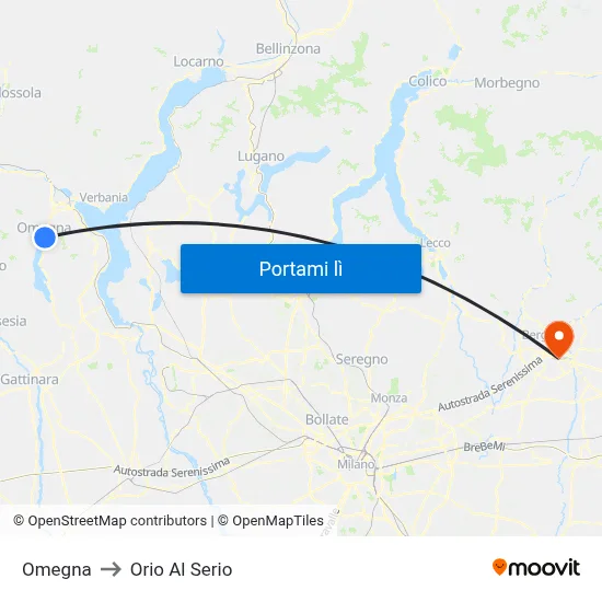 Omegna to Orio Al Serio map