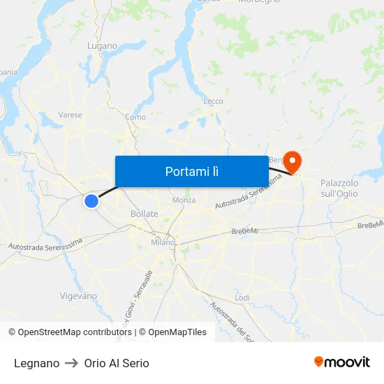 Legnano to Orio Al Serio map