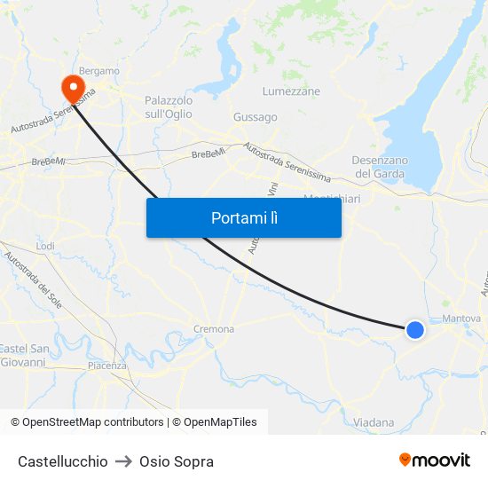 Castellucchio to Osio Sopra map