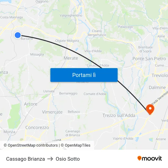 Cassago Brianza to Osio Sotto map