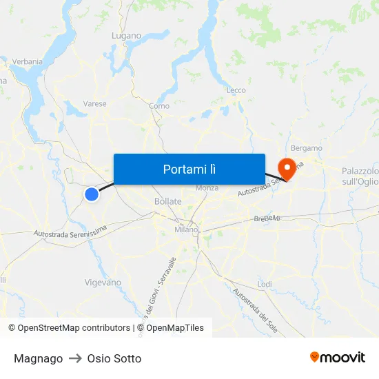 Magnago to Osio Sotto map