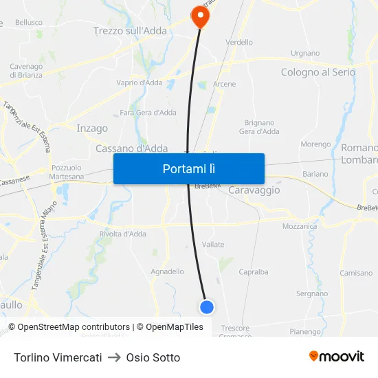 Torlino Vimercati to Osio Sotto map