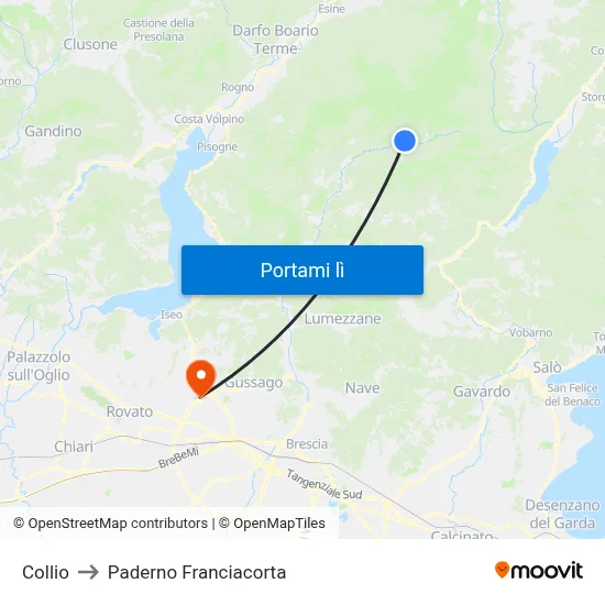 Collio to Paderno Franciacorta map