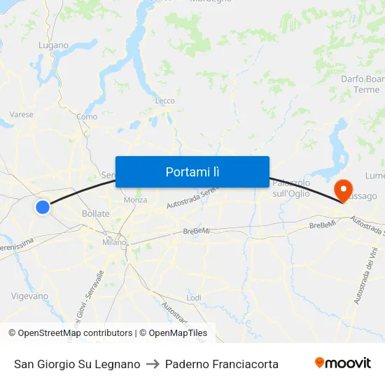 San Giorgio Su Legnano to Paderno Franciacorta map